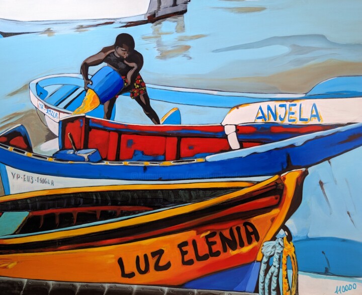 Картина под названием "Anjela" - Pascal Milcendeau, Подлинное произведение искусства, Акрил