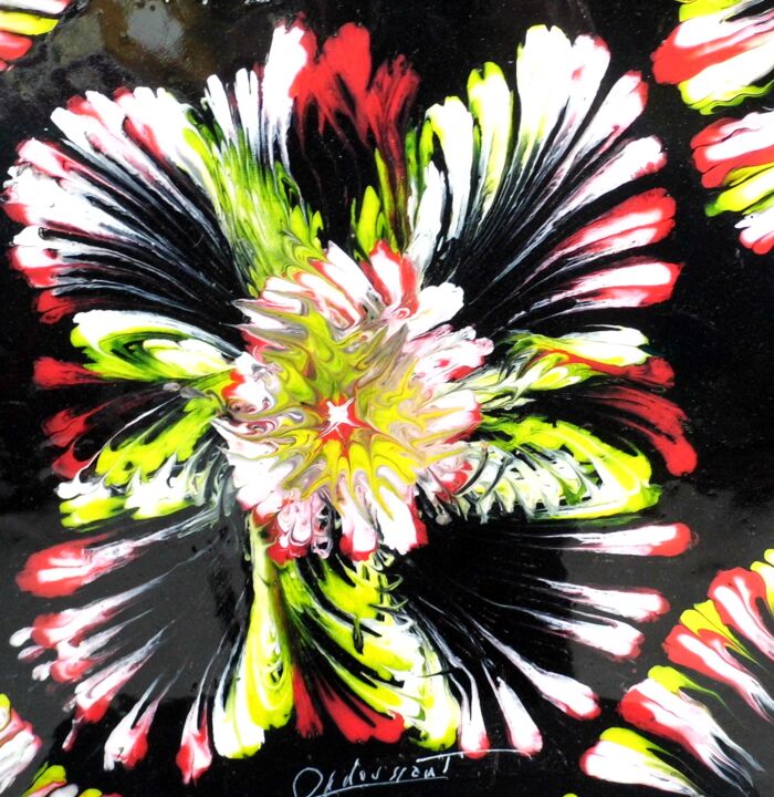 Painting titled "Eclatement floral" by Pascal Pedoussaut, Original Artwork, Acrylic Mounted on Wood Stretcher frame