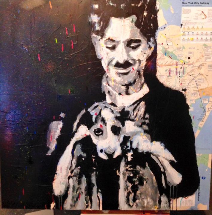 Pintura intitulada "Chaplin" por Pascal Petit, Obras de arte originais, Acrílico