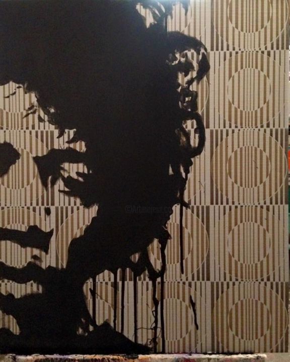 Ζωγραφική με τίτλο "Hendrix psychédéliq…" από Pascal Petit, Αυθεντικά έργα τέχνης, Ακρυλικό
