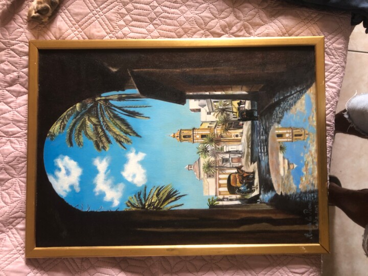 Картина под названием "La Puerta del sol.…" - Pascal Roubaud, Подлинное произведение искусства, Масло Установлен на Деревянн…