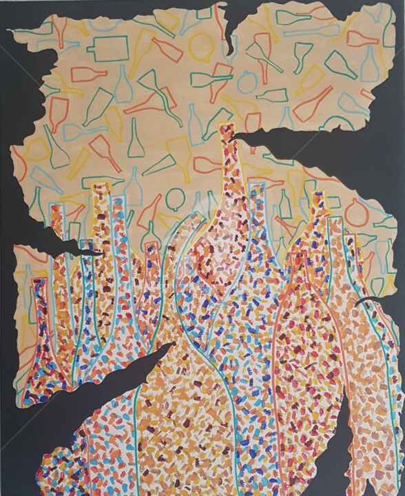Peinture intitulée "2-Addiction-Déchiru…" par Pascal Russi (PRussi), Œuvre d'art originale, Acrylique