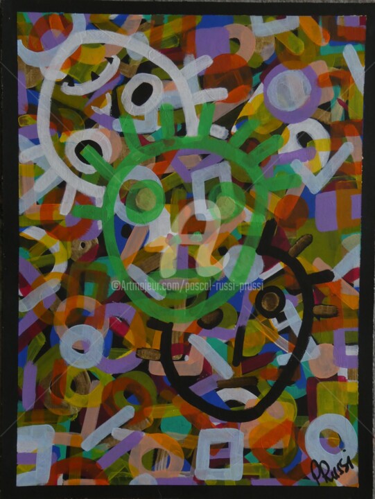 Painting titled "1. VIRUS" by Pascal Russi (PRussi), Original Artwork, Acrylic