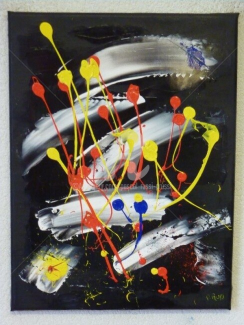 Malerei mit dem Titel "Un signe dans la nu…" von Pascal Russi (PRussi), Original-Kunstwerk, Öl