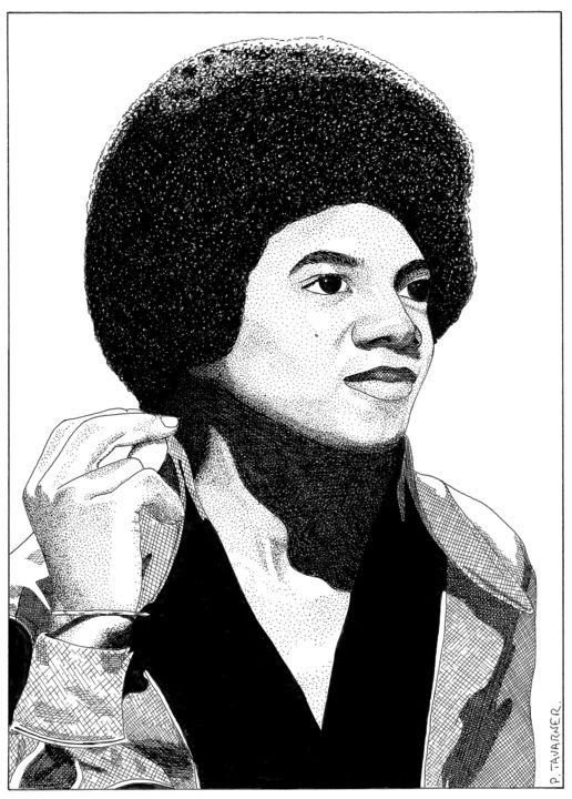 图画 标题为“Michael Jackson enf…” 由Pascal Tavarner, 原创艺术品, 墨