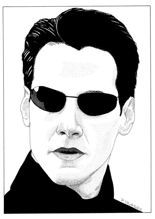 제목이 "Keanu Reeves"인 그림 Pascal Tavarner로, 원작, 잉크