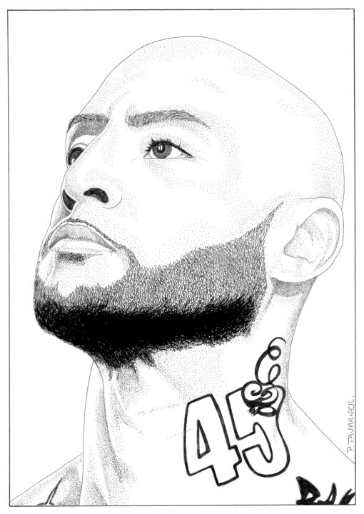 Dessin intitulée "Booba" par Pascal Tavarner, Œuvre d'art originale, Encre