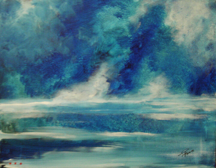 Malerei mit dem Titel "ice-blue" von Pascal Thomas, Original-Kunstwerk, Acryl