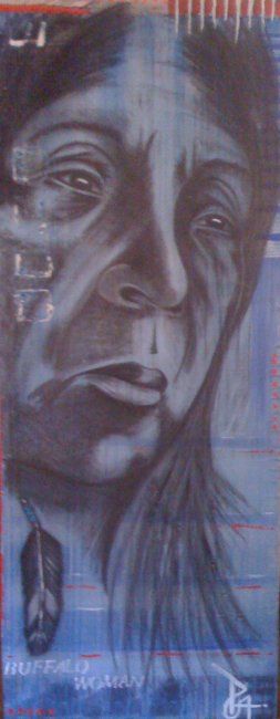 Painting titled "buffalo woman" by Pascal A Pelletier, Original Artwork