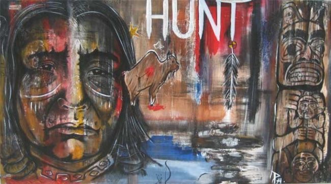 Schilderij getiteld "hunt" door Pascal A Pelletier, Origineel Kunstwerk