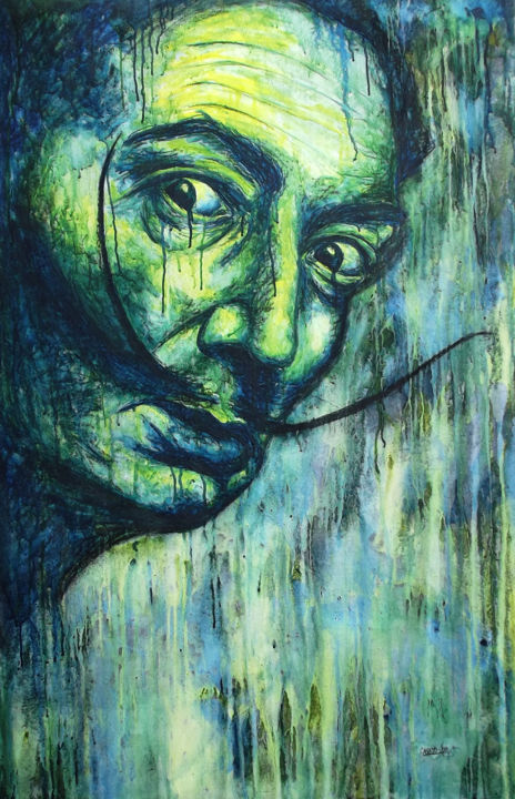 Ζωγραφική με τίτλο "Salvador Dali" από Pascal Cardozo, Αυθεντικά έργα τέχνης, Ακουαρέλα