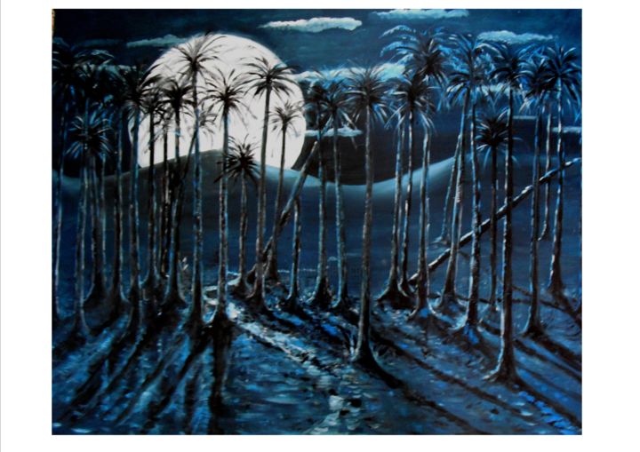 Malerei mit dem Titel "Moon shadows" von Pascal Djabali, Original-Kunstwerk, Öl