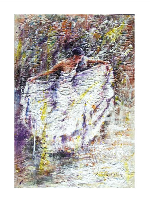 「Dancing lady in whi…」というタイトルの絵画 Pascal Djabaliによって, オリジナルのアートワーク, オイル