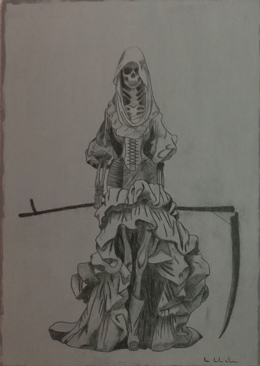 Dessin intitulée "La mort" par Pascale De Iudicibus, Œuvre d'art originale, Crayon