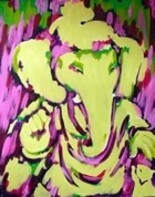 Peinture intitulée "ganesh bénissant /…" par Pascale Gicquel, Œuvre d'art originale, Huile