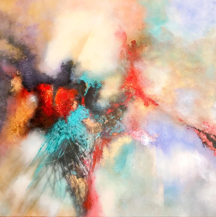 Картина под названием "Peacock" - Pascale Margail, Подлинное произведение искусства, Акрил