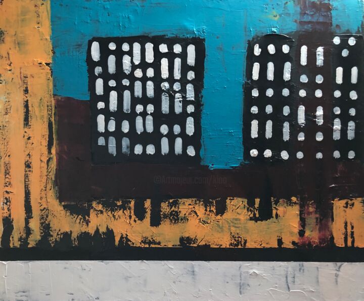 Painting titled "FAÇADES 1" by Pascale Rey-Texier, Original Artwork, Acrylic Mounted on Wood Stretcher frame