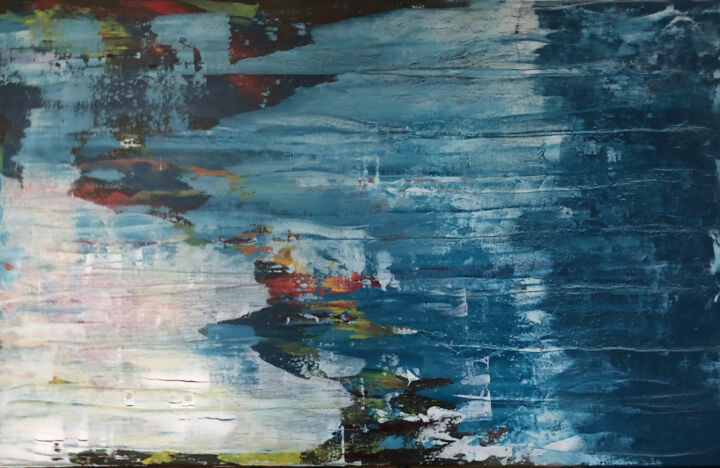 Painting titled "SOUS LE VOILE 1" by Pascale Rey-Texier, Original Artwork, Acrylic Mounted on Wood Stretcher frame