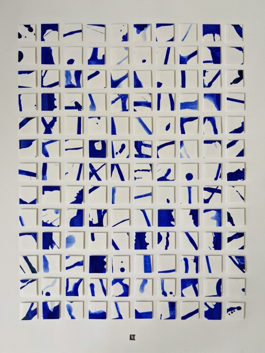 Schilderij getiteld "Evasion bleue" door Pascale Tabard, Origineel Kunstwerk, pigmenten