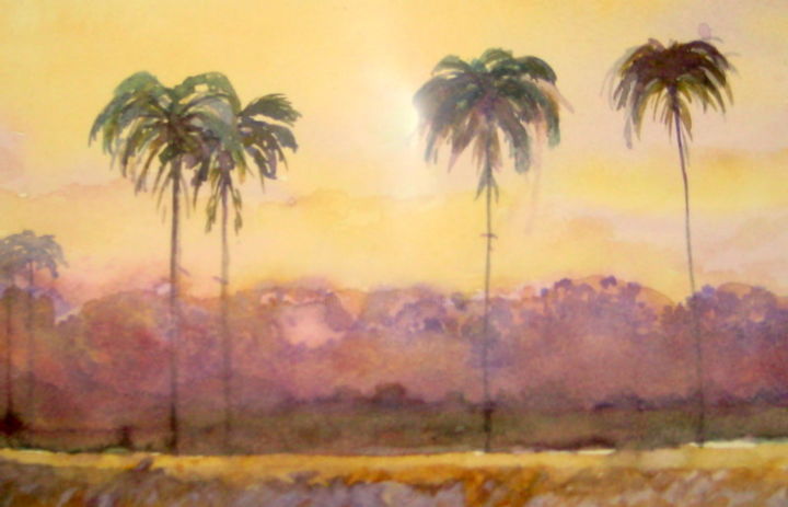 Painting titled "Afrique 2" by Pascale Dormoy-Vignals, Original Artwork, Watercolor
