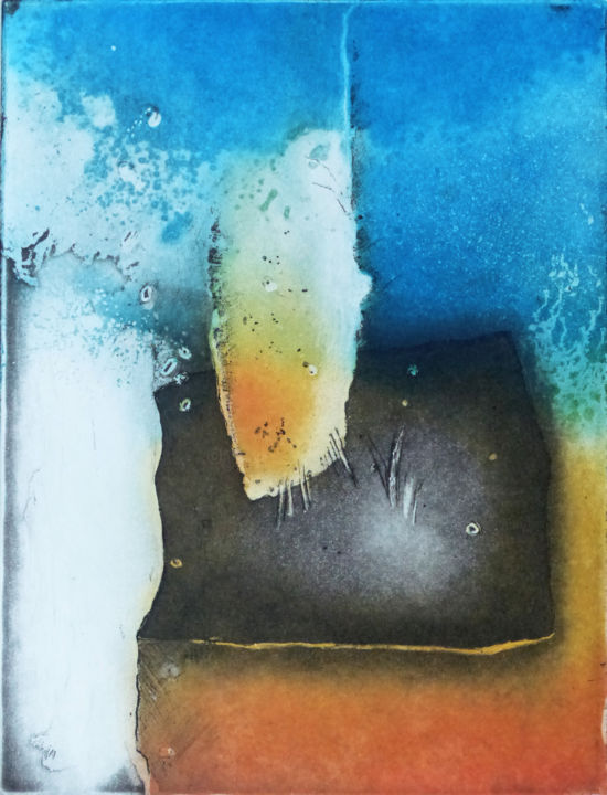 Incisioni, stampe intitolato "voyage" da Pascale Aurignac, Opera d'arte originale, Acquaforte