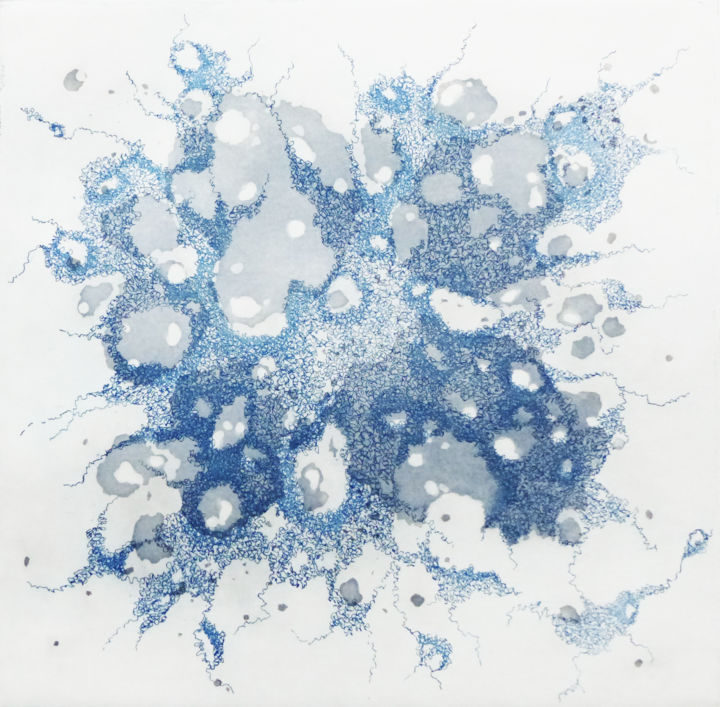 Variation - Bleu De Prusse Sur Gris De P, Printmaking by Pascale