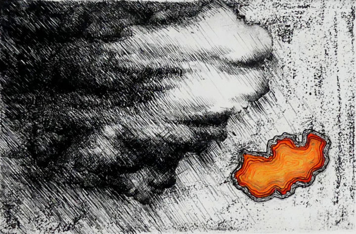 Dessin intitulée "Tiens, il pleut sur…" par Pascale Aurignac, Œuvre d'art originale, Encre