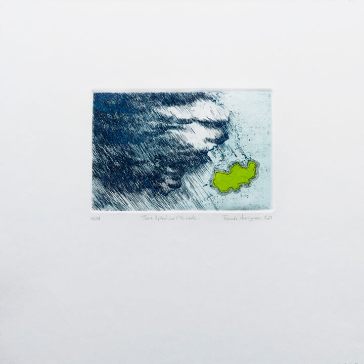 Gravures & estampes intitulée "Tiens, il pleut sur…" par Pascale Aurignac, Œuvre d'art originale, Eau-forte