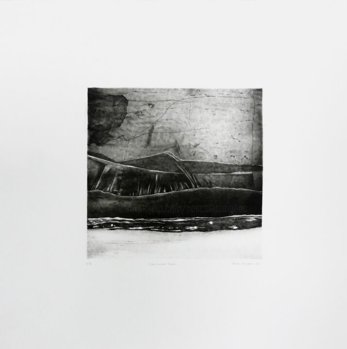 Impressões e gravuras intitulada "Dans le noir, trace…" por Pascale Aurignac, Obras de arte originais, Gravação