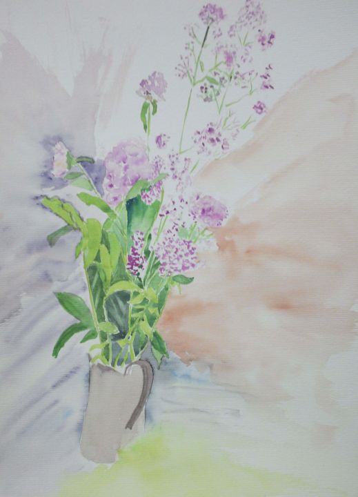 Peinture intitulée "Bouquet de fleurs d…" par Pascale Coutoux, Œuvre d'art originale, Aquarelle