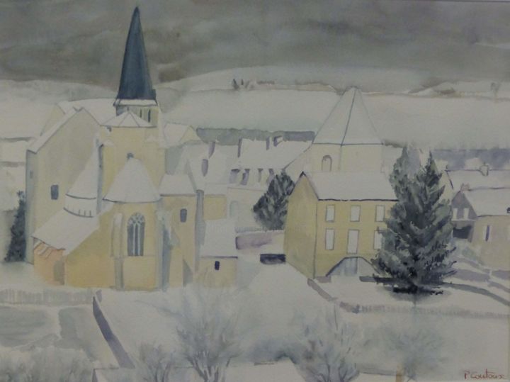 Peinture intitulée "Village du morvan e…" par Pascale Coutoux, Œuvre d'art originale, Aquarelle