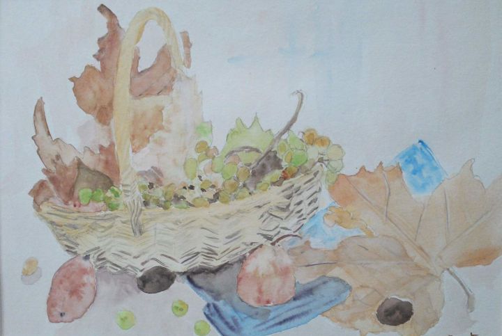 Peinture intitulée "moisson d'automne" par Pascale Coutoux, Œuvre d'art originale, Aquarelle
