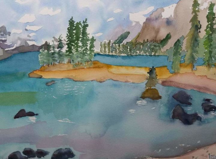Painting titled "Canada" by Pascale Coutoux, Original Artwork, Watercolor