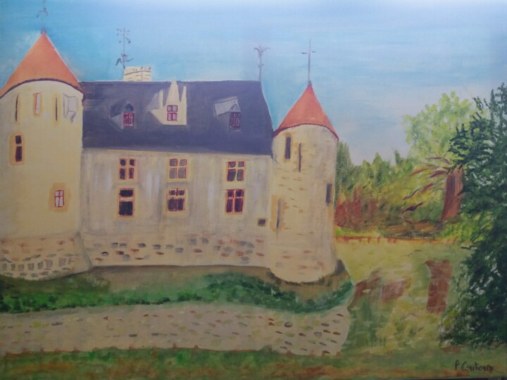 Painting titled "Château d'Ainay le…" by Pascale Coutoux, Original Artwork, Oil