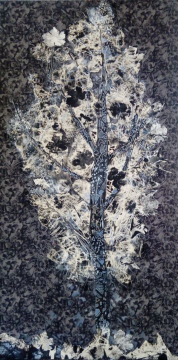 Painting titled "Arbre solitaire 3" by Pascale Garnier, Original Artwork, Acrylic