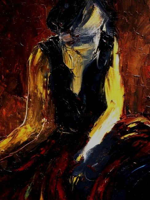 Peinture intitulée "Femme au jupon" par Pascale Gonzales, Œuvre d'art originale