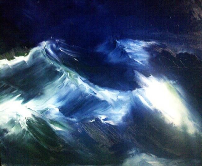 Painting titled "La vague bleue" by Pascale Gonzales, Original Artwork