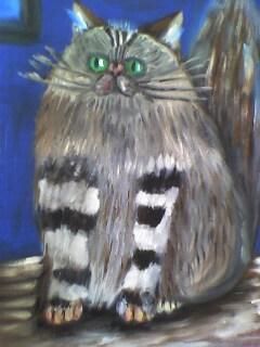 Painting titled "chat alors!" by Pascale Kleinberg, Original Artwork, Oil