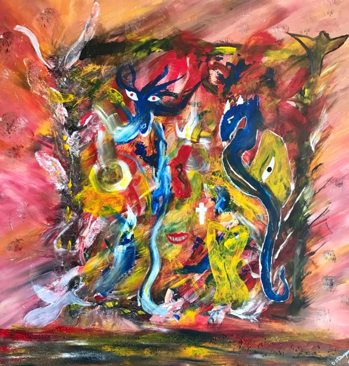 Peinture intitulée "L arc des âmes perd…" par Diego Marquez Et Elisabeth Dam, Œuvre d'art originale, Acrylique