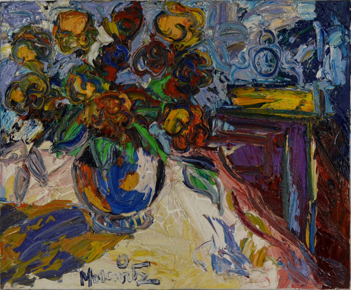 Pintura intitulada "Bouquet de Françoise" por Pascal Moscovitz, Obras de arte originais, Tinta