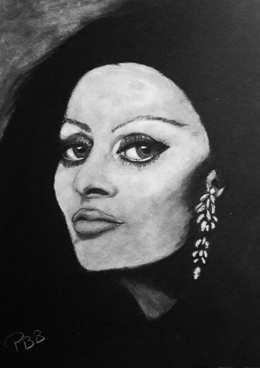 Drawing titled "Sophia Loren" by Pascal Bonnecaze, Original Artwork, Pastel
