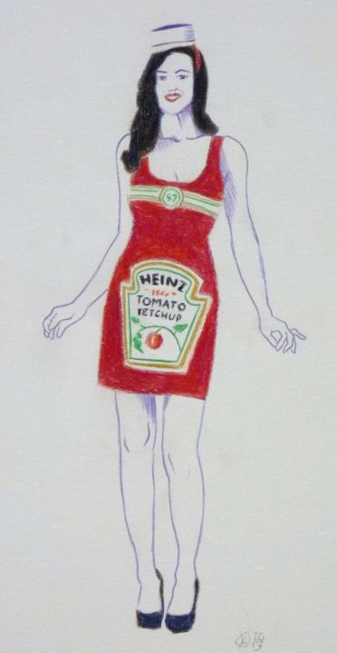 Peinture intitulée "MISS KETCHUP" par Pascal Serreau, Œuvre d'art originale,