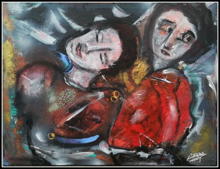 Painting titled "Les inséparables." by Pascaly, Original Artwork, Acrylic