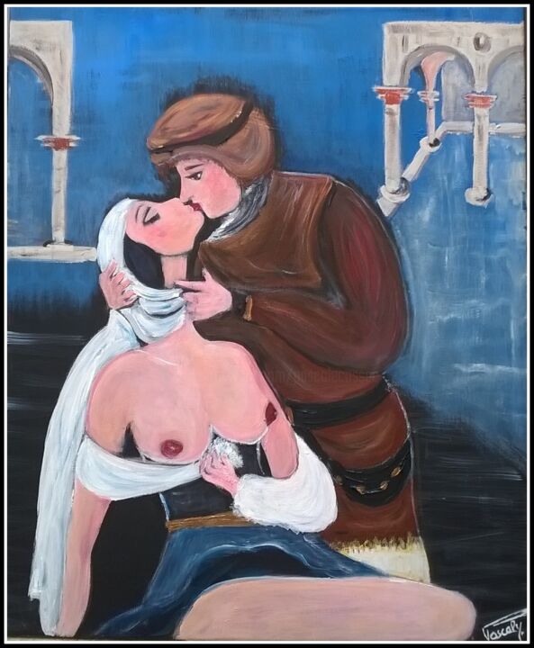 Peinture intitulée "La rencontre galant…" par Pascaly, Œuvre d'art originale, Acrylique