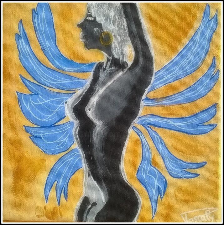 Painting titled "La danseuse nue." by Pascaly, Original Artwork, Acrylic