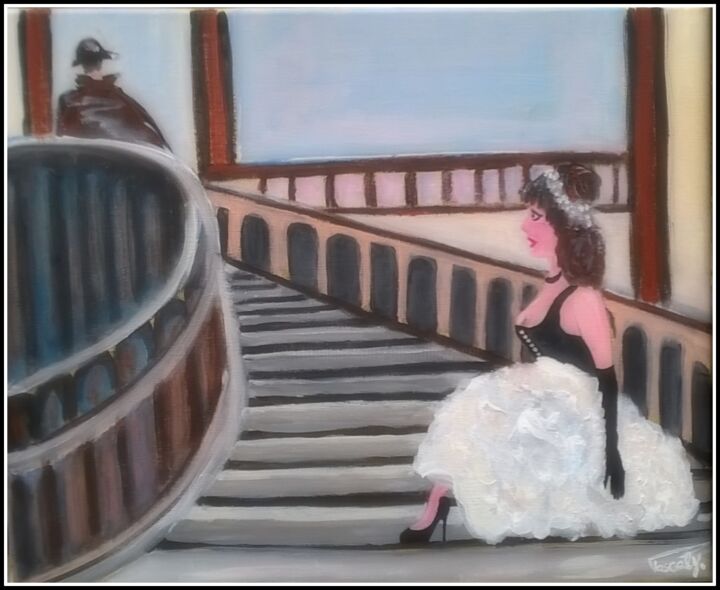 Painting titled "L'escalier d'honneur" by Pascaly, Original Artwork, Acrylic