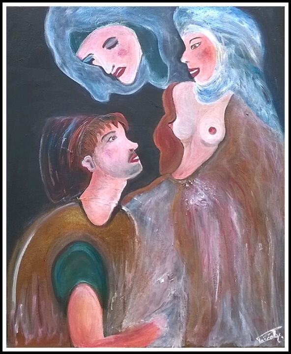 Painting titled "La novice et l'aspi…" by Pascaly, Original Artwork, Acrylic