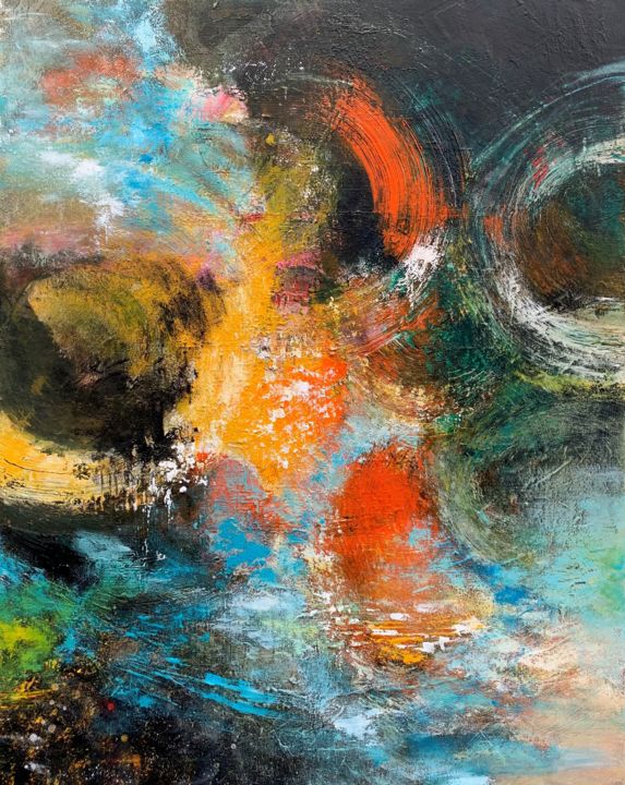 Painting titled ""Silence is golden…" by Mo Tuncay (Paschamo), Original Artwork, Acrylic