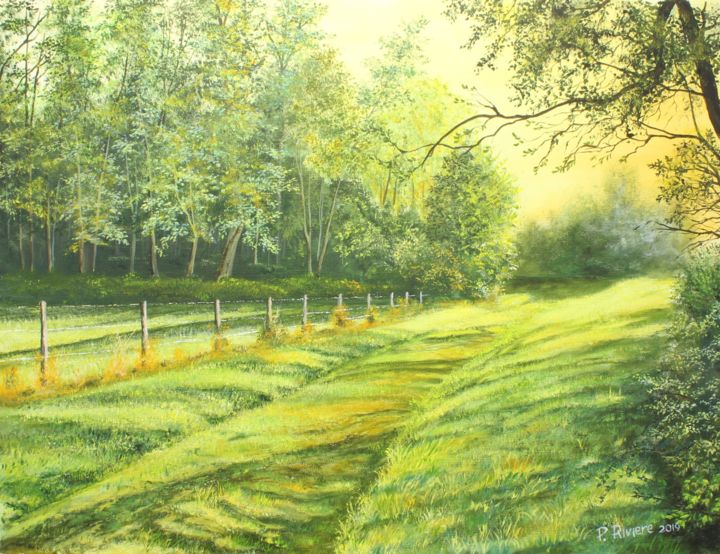 Painting titled "le chemin vers le b…" by Pascal Riviere, Original Artwork, Acrylic