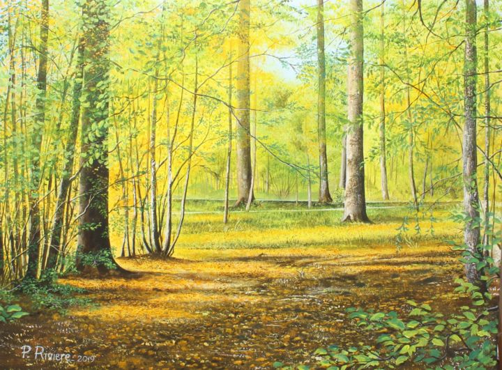 Pittura intitolato "Forêt de Villefermo…" da Pascal Riviere, Opera d'arte originale, Acrilico